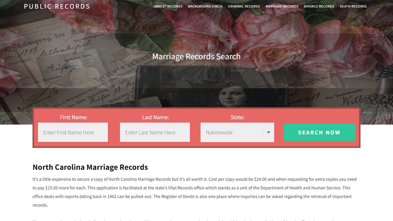North Carolina Marriage Records | Enter Name and Search. 14Days Free